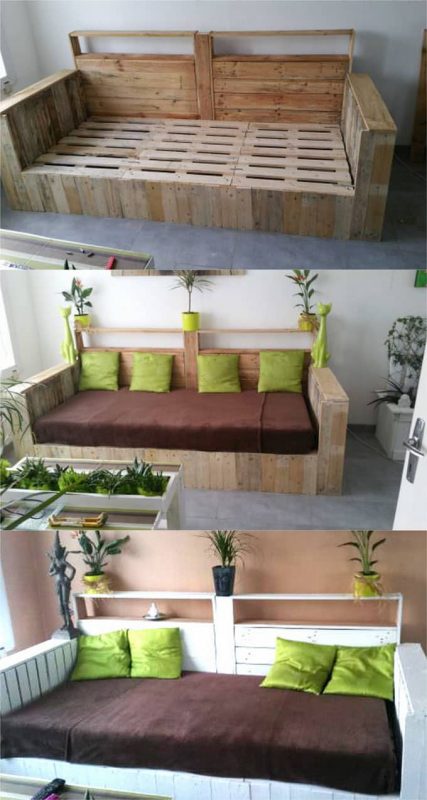 Baue dir dein eigenes Lounge-Sofa aus Palletten, für drinnen und draußen.