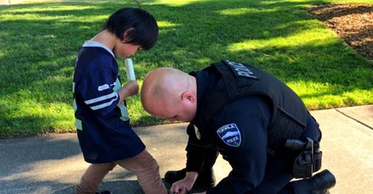Polizei patrouilliert und entdeckt einen kleinen Jungen mit blutigen Socken