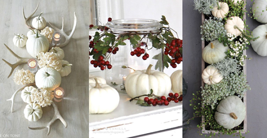 Holen Sie sich mit diesen 21 großartigen Selbstbastelideen Ideen mit weißen Kürbissen den Herbst ins Haus!