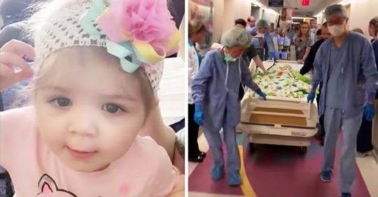 Die Belegschaft des Krankenhauses singt mit der Familie Amazing Grace, als die Einjährige zur Organspende gebracht wird