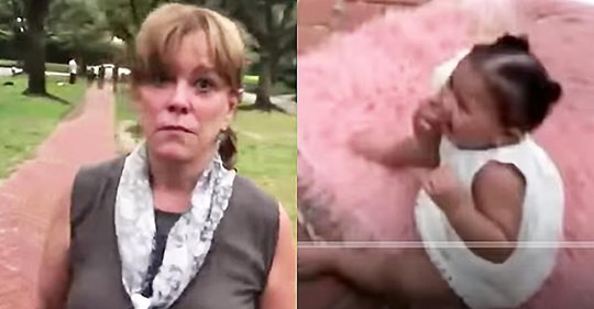 Empörte Dame konfrontiert ein Paar während eines Fotoshootings des Babys auf dem Gehweg der Nachbarschaft