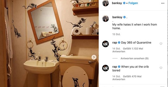Banksy macht jetzt Kunst zu Hause – und bekommt Ärger mit seiner Frau
