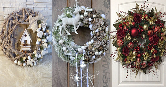 Äußern Sie Ihre Kreativität, indem Sie einen schönen Weihnachtskranz an die Tür hängen!