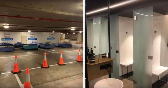 Diese Tiefgarage in Australien wurde nachts in einen Ort für Obdachlose verwandelt