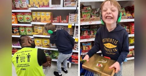 Einem Vater gelingt es, die wunderbare Interaktion zwischen seinem autistischen Sohn und einem Supermarktangestellten aufzunehmen