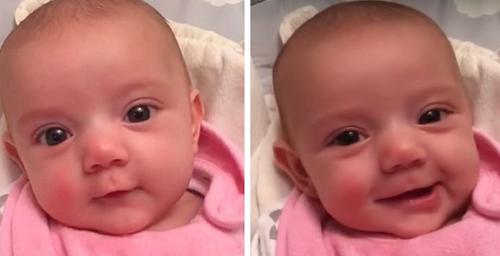 8 Wochen altes Baby sagt 'I love you' und strahlt seine Mutter an